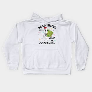 "Dead Inside but Jolly AF" Christmas Skeleton Kids Hoodie